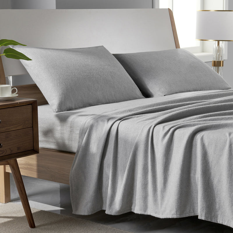 Gray Flannel Sheets on Bed